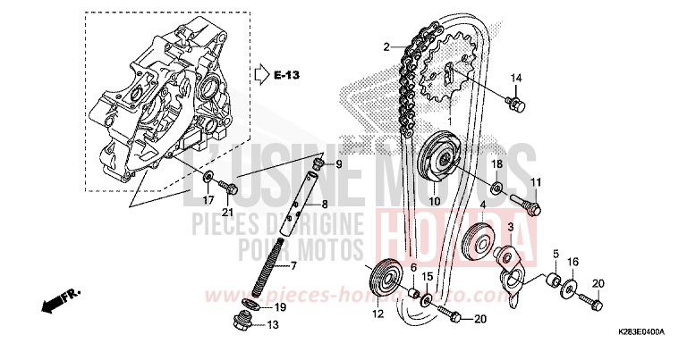 NOCKENWELLENKETTE/SPANNVORRICHTUNG von CRF125FB "große Räder" EXTREME RED (R292) von 2014